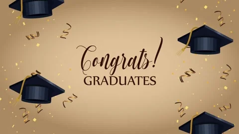 Graduation celebration background with flying academic caps and gold confet.. Stock Footage 339215720