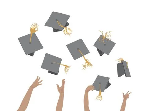Graduation Celebration Cap Throwing Illustrazione stock