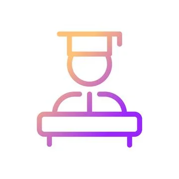Graduation ceremony pixel perfect gradient linear ui icon Stock Illustration