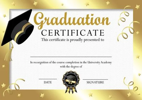 Graduation certificate, Class of 2026 creative diploma design Stock Illustration