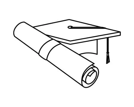 Graduation certificate roll and hat Stock Illustration