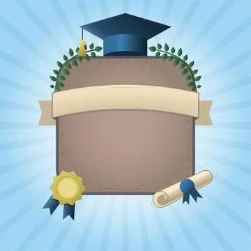 Graduation Certificate Template with Empty Space Stock Illustration