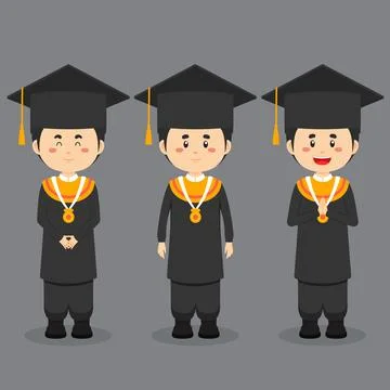 Graduation Character with Expression Stock Illustration