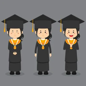 Graduation Character with Expression Stock Illustration