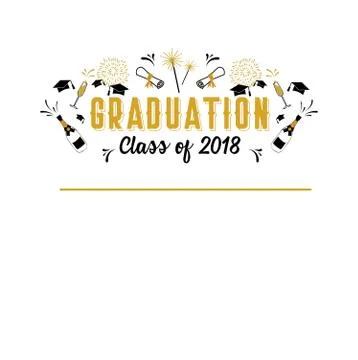 Graduation Class of 2018 greeting card and invitation template. Vector party  Stock Illustration