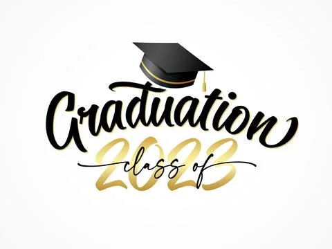 Graduation class of 2023 with square academic cap Stock Illustration