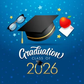 Graduation, Class of 2026 web stories concept with black academic hat Stock Illustration