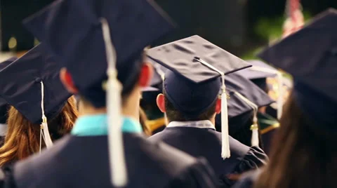 Graduation class students in auditorium , back view Stock Footage 37742086