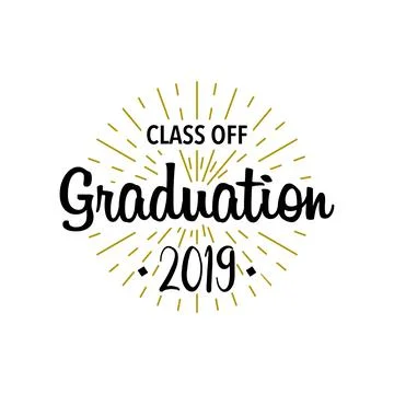 Graduation class off. Sunburst with text. Template Design Elements. Vector Stock Illustration