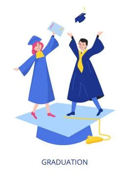 Graduation concept, flat design vector illustration 스톡 일러스트