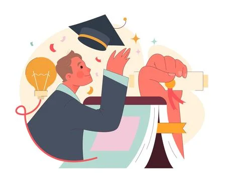 Graduation concept. Flat vector illustration. Stock Illustration