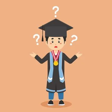 Graduation Confused with Question Mark Stock Illustration