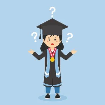 Graduation Confused with Question Mark Stock Illustration