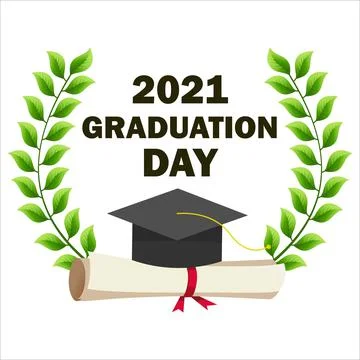 Graduation day special vector for 2021 students beautiful black text effect w Stock Illustration