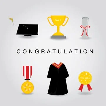 Graduation Day Vector Icon set of Celebration and Congratulation Vector. Illustrazione stock