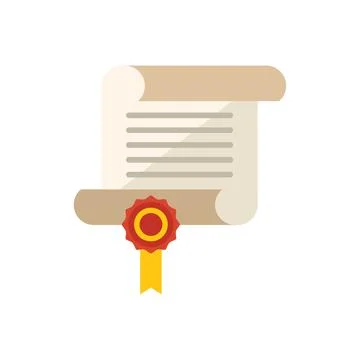 Graduation diploma icon flat vector. Student book Stock Illustration