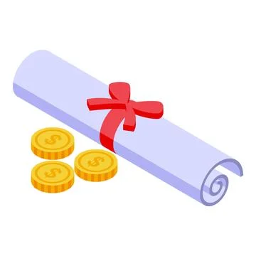Graduation diploma icon isometric vector. Celebration paper document Stock Illustration