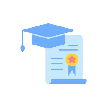 Graduation diploma vector flat color icon 스톡 일러스트