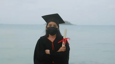 Graduation during the coronavirus outbreak Stock Footage 154864232