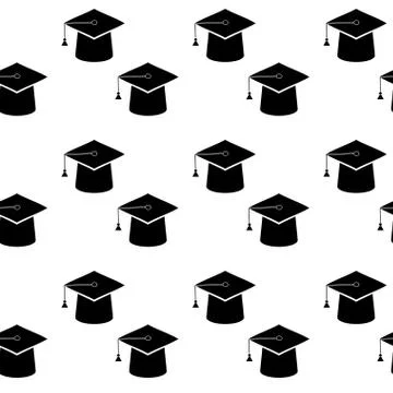 Graduation education cap seamless pattern Stock Illustration
