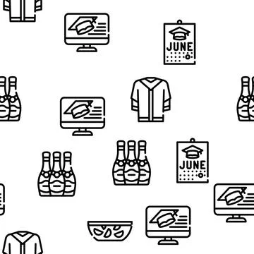Graduation Education Vector Seamless Pattern 스톡 일러스트