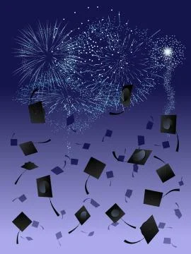 Graduation fireworks Stock Illustration