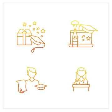 Graduation gradient icons set Stock Illustration
