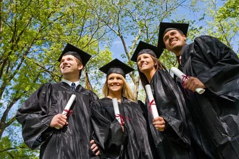 Graduation: group of students look to the future Stock Photos