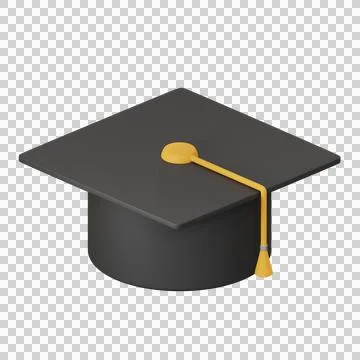 Graduation Hat 3D Illustration, 3D rendering Stock Illustration