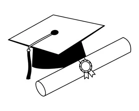 Graduation hat and scroll certificate success Stock Illustration