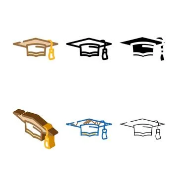 Graduation hat cap color icon multistyle vector Stock Illustration