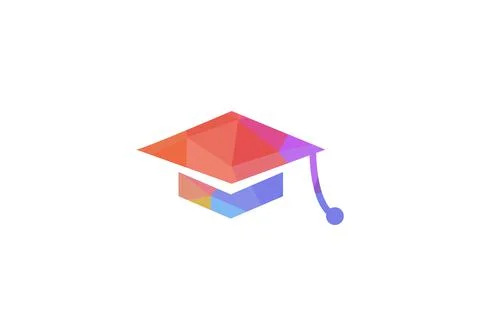 Graduation hat cap flat icon. Graduation university square cap icon isolated. Stock Illustration