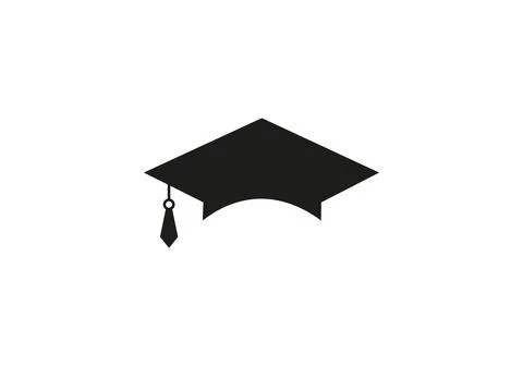 Graduation hat cap flat icon. Graduation university square cap icon isolated Stock Illustration