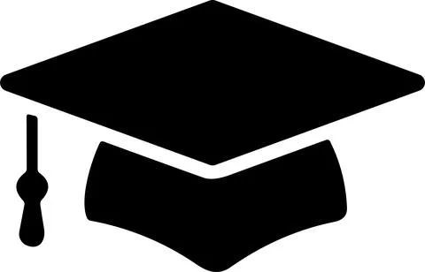 Graduation hat cap icon. Academic cap. Graduation student black cap and dip.. Stock Illustration