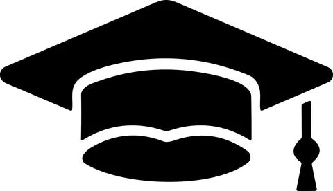 Graduation hat cap icon. Academic cap. Graduation student black cap and dip.. Stock Illustration