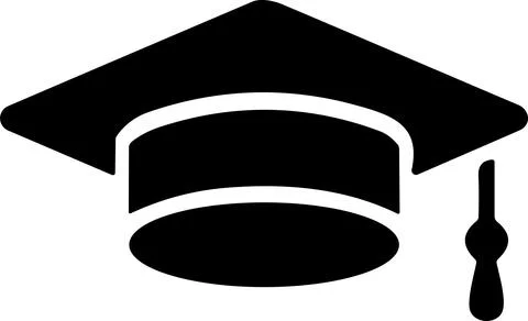 Graduation hat cap icon. Academic cap. Graduation student black cap and dip.. Stock Illustration