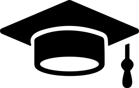 Graduation hat cap icon. Academic cap. Graduation student black cap and dip.. Stock Illustration