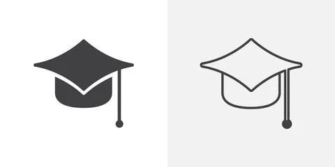 Graduation hat cap line art icon for education apps and websites Stock Illustration