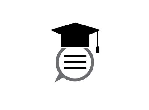Graduation Hat with a dialog inside chat icon for logo design illustration Stock Illustration
