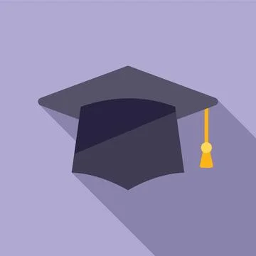 Graduation hat icon flat . Study exam Illustrazione stock