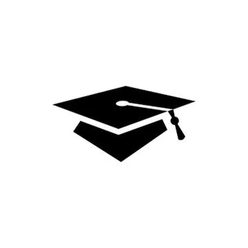Graduation Hat Icon In Flat Style Vector For App, UI, Websites. Black Icon Ve Stock Illustration