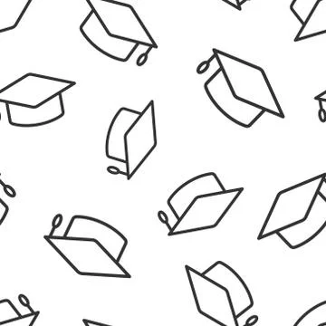 Graduation hat icon in flat style. Student cap vector illustration on white i Stock Illustration