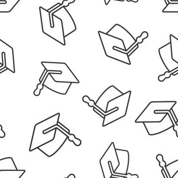 Graduation hat icon in flat style. Student cap vector illustration on white i Stock Illustration