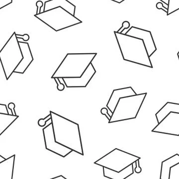 Graduation hat icon in flat style. Student cap vector illustration on white i Stock Illustration