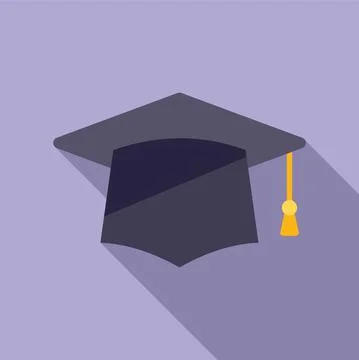 Graduation hat icon flat vector. Study exam 스톡 일러스트