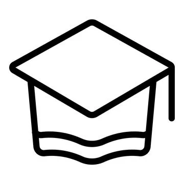 Graduation hat icon outline vector. Front design Illustrazione stock