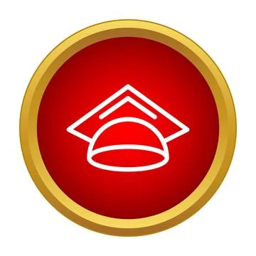 Graduation hat icon on a red button representing education Stockillustratie