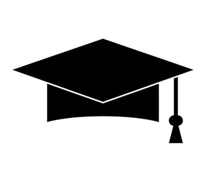 Graduation hat icon on white background Stock Illustration