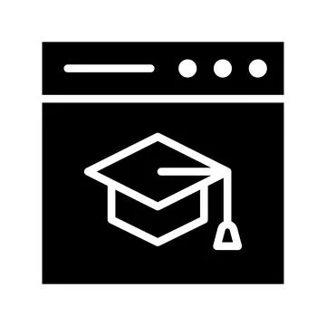 Graduation hat inside computer showing concept icon of online learning, online Stock Illustration