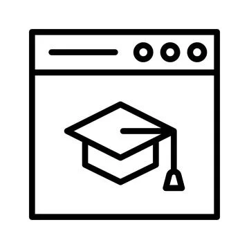 Graduation hat inside computer showing concept icon of online learning, online Stock Illustration